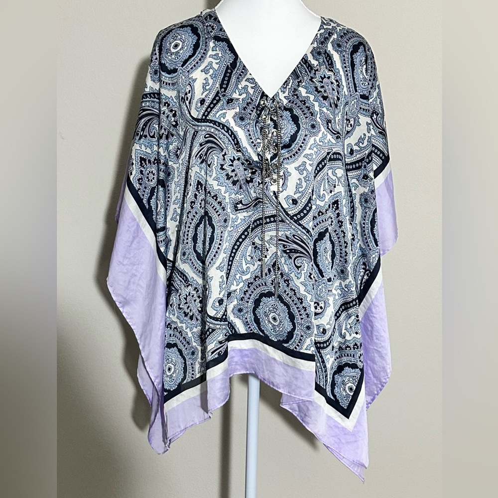 Michael Kors Chain Print Caftan Poncho Tunic Top S/M
